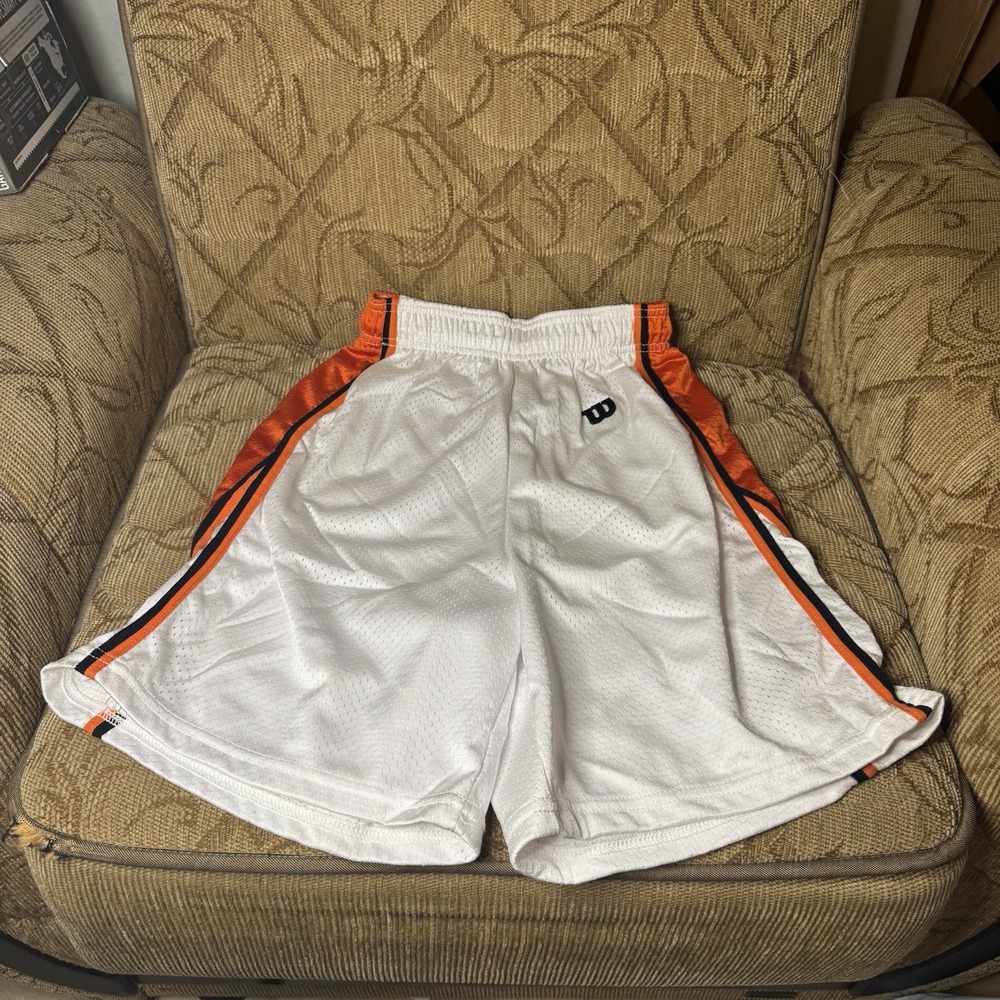 Vintage Wilson Women's M White Orange Heavy Basketball Athletic Shorts Excellent